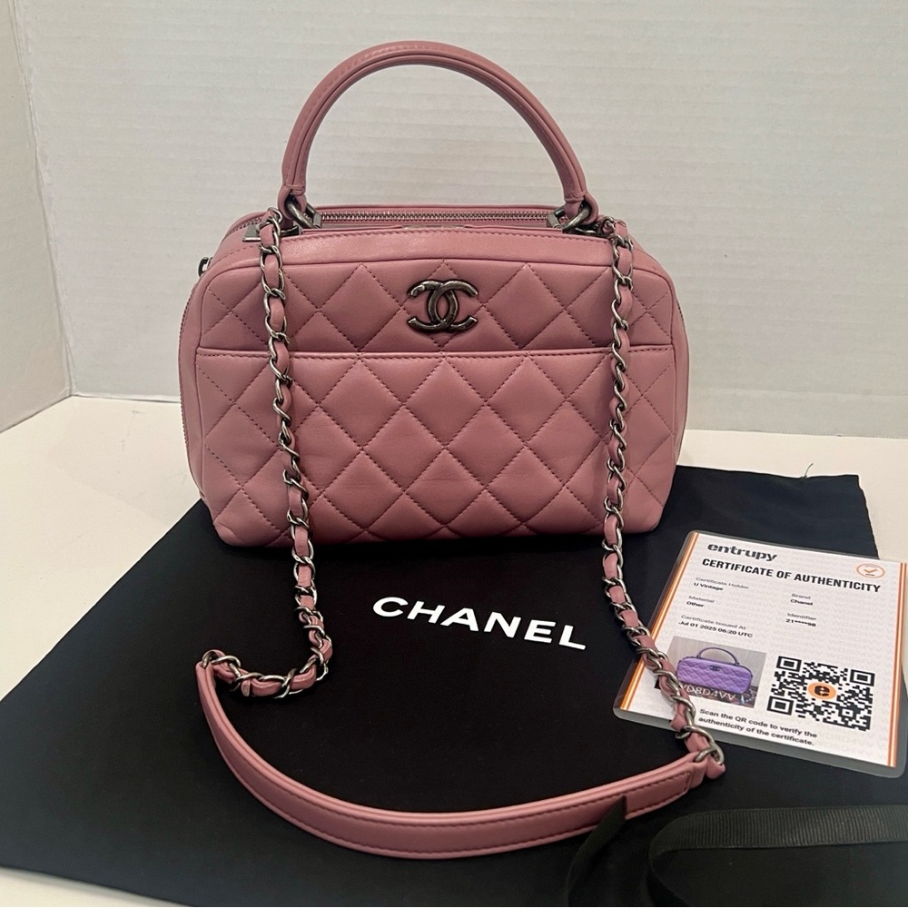 Chanel Lambskin Quilted Medium Trendy CC Bowling Bag Purple Lilac